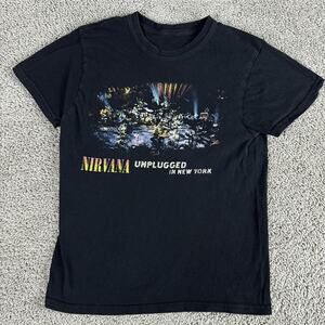 Nirvana Unplugged In New York Shirt Mens Extra Small Black Band Tee 90s Grunge